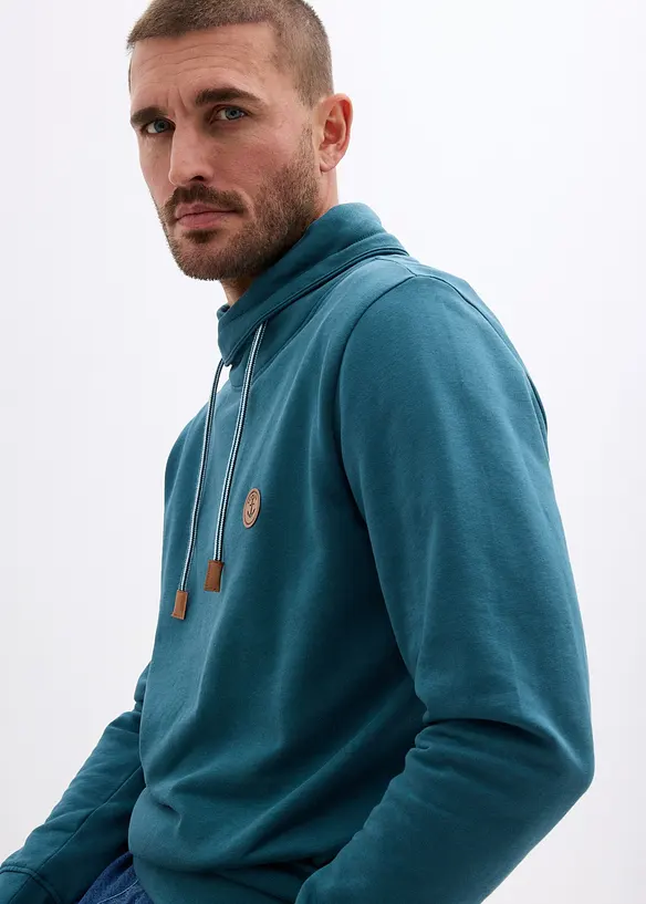 Sweatshirt i bomull med sjalkrage, bonprix