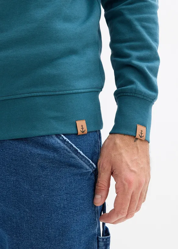 Sweatshirt i bomull med sjalkrage, bonprix