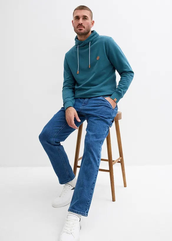 Sweatshirt i bomull med sjalkrage, bonprix