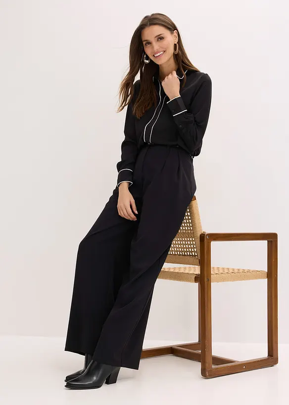 Skjortblus i mjuk satin, bonprix