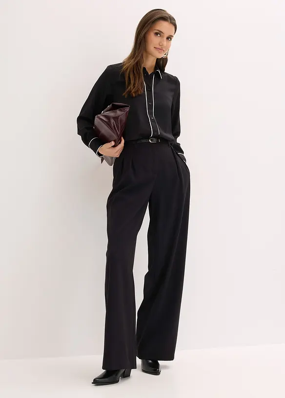 Skjortblus i mjuk satin, bonprix