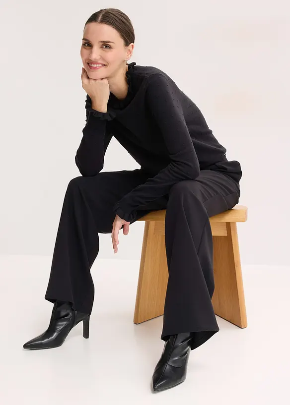 Finstickad tr&ouml;ja i viskosmix, bonprix