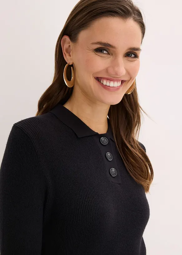 Ribbstickad kl&auml;nning av viskosmix, bonprix