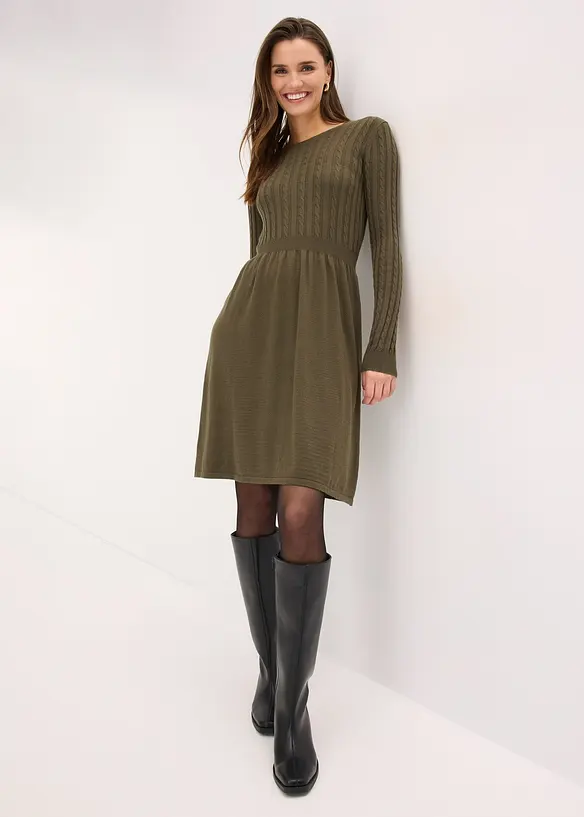 Stickad kl&auml;nning i viskosmix, bonprix