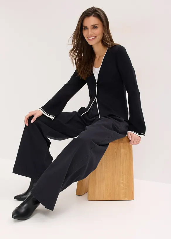 Ribbstickad cardigan av viskosmix, bonprix