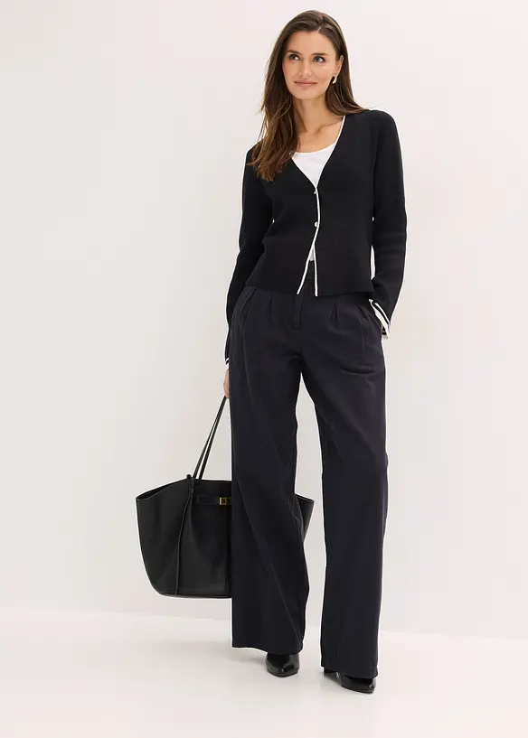 Ribbstickad cardigan av viskosmix, bonprix