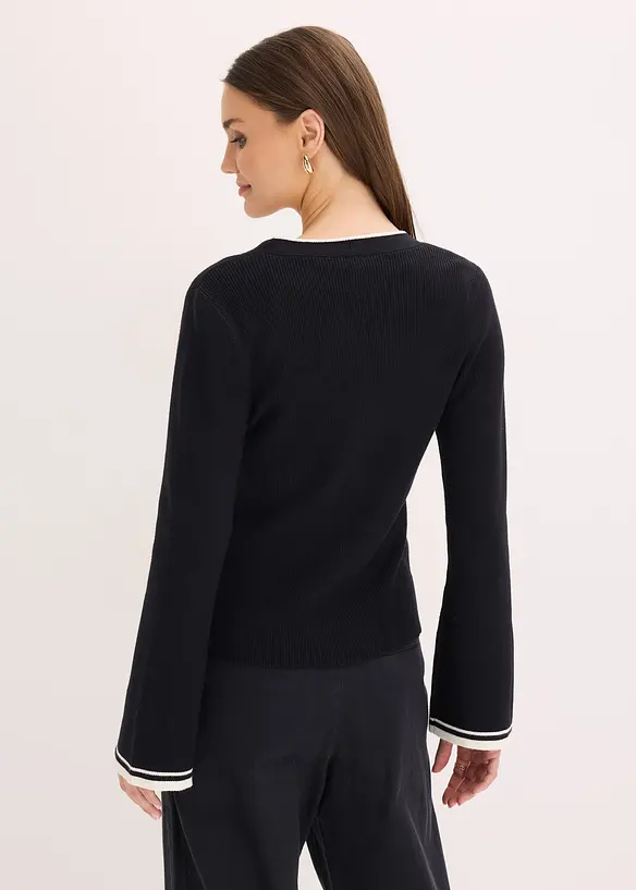 Ribbstickad cardigan av viskosmix, bonprix