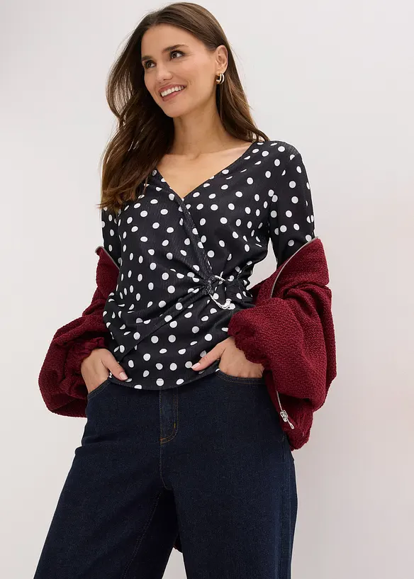 L&aring;ng&auml;rmad topp av jersey med struktur, bonprix