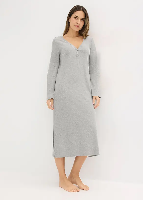 Ribbat nattlinne med knappsl&aring;, bonprix