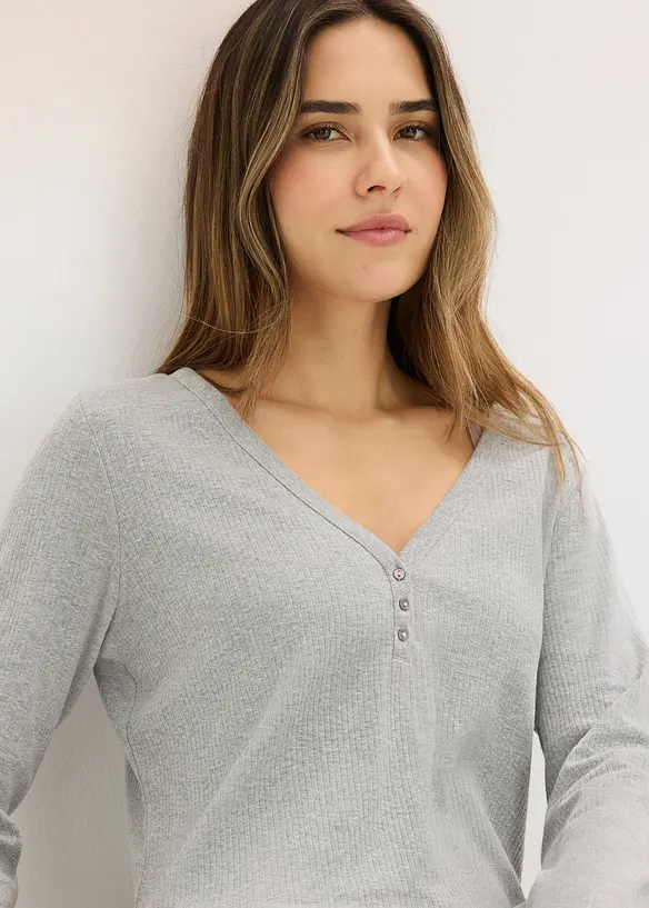 Ribbat nattlinne med knappsl&aring;, bonprix