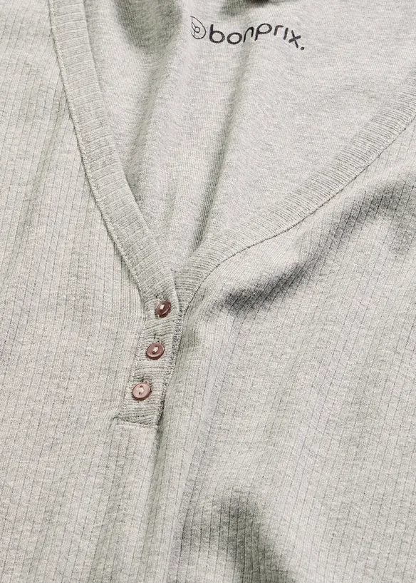 Ribbat nattlinne med knappsl&aring;, bonprix