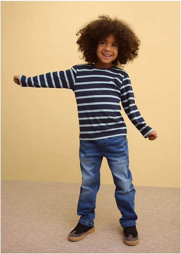 L&aring;ng&auml;rmad T-shirt i ren ekologisk bomull f&ouml;r barn (2-pack), bonprix