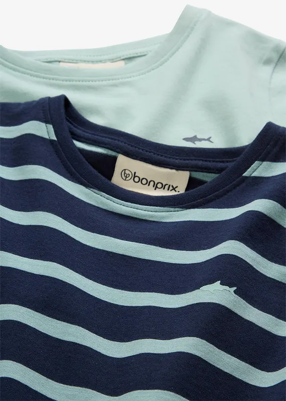 L&aring;ng&auml;rmad T-shirt i ren ekologisk bomull f&ouml;r barn (2-pack), bonprix