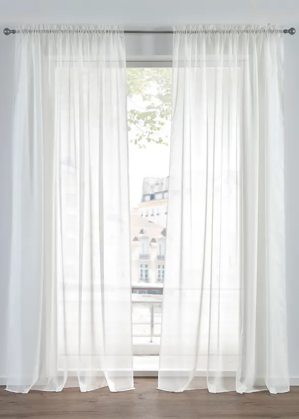 Gardin av l&auml;tt voile med kanal (2-pack), bonprix