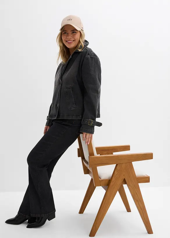 Jeansjacka i kort trenchcoat-modell, bonprix