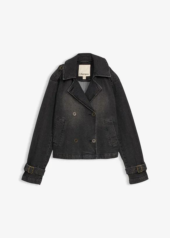 Jeansjacka i kort trenchcoat-modell, bonprix