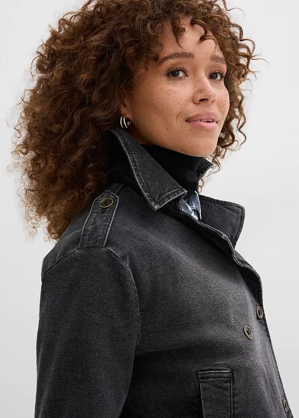 Jeansjacka i kort trenchcoat-modell, bonprix