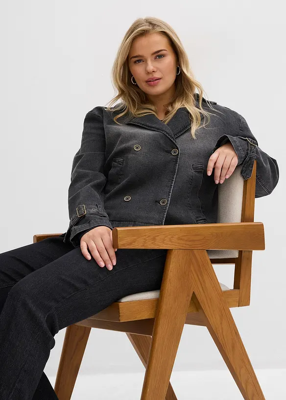 Jeansjacka i kort trenchcoat-modell, bonprix