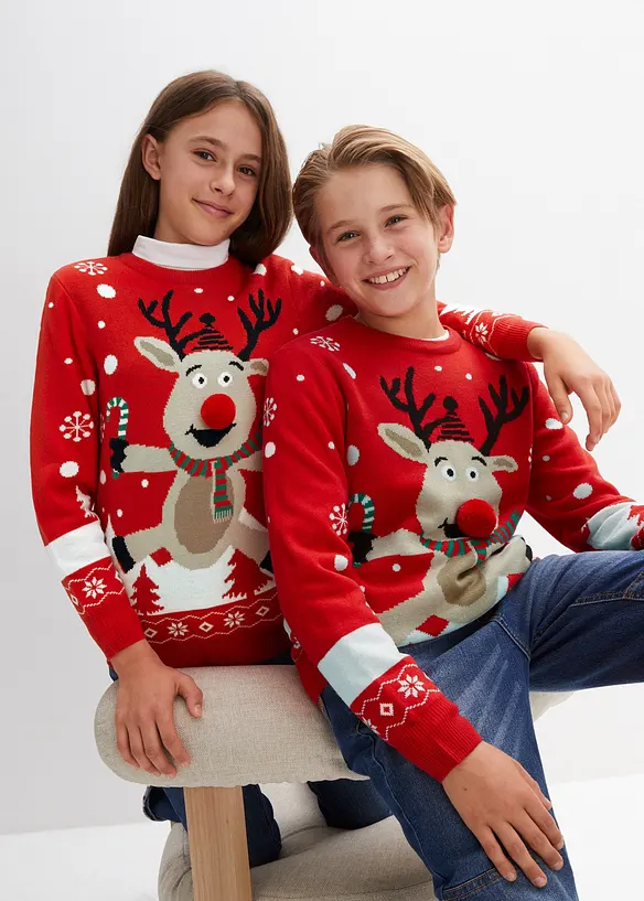 Stickad barntr&ouml;ja med julmotiv, bonprix