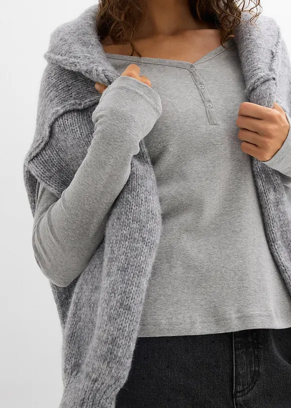 L&aring;ng&auml;rmad topp i bomull, bonprix