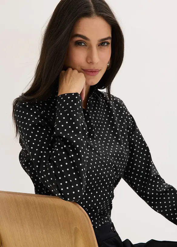 Skjortblus med bomull (2-pack), bonprix