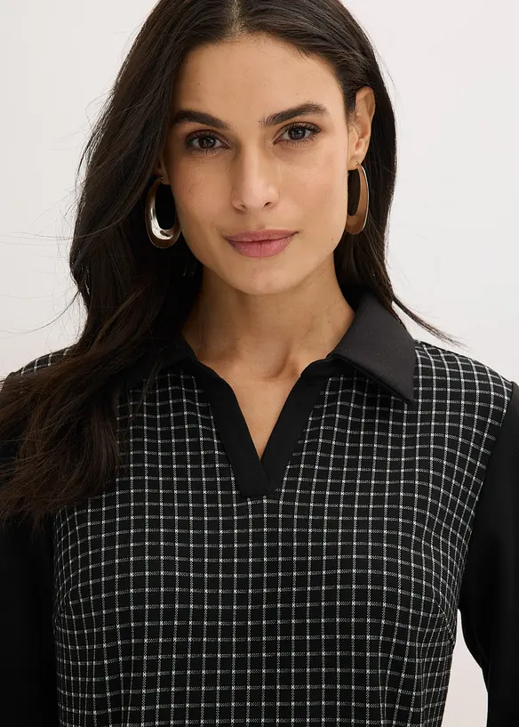 Jacquardkl&auml;nning med kontrasterande krage, bonprix