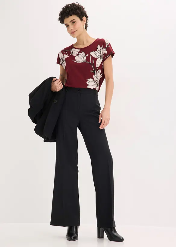 Topp i ekologisk bomull med blommotiv, bonprix