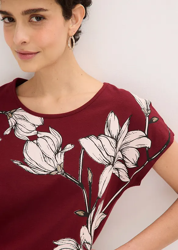 Topp i ekologisk bomull med blommotiv, bonprix