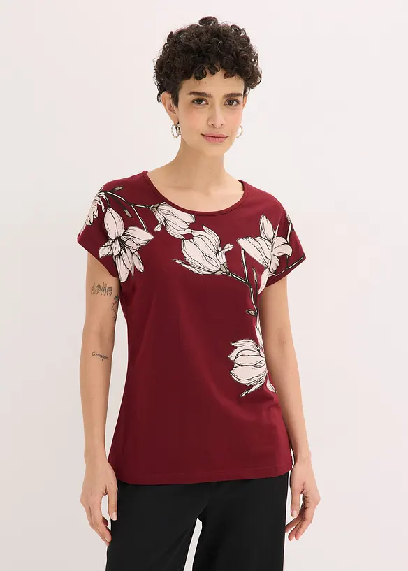 Topp i ekologisk bomull med blommotiv, bonprix