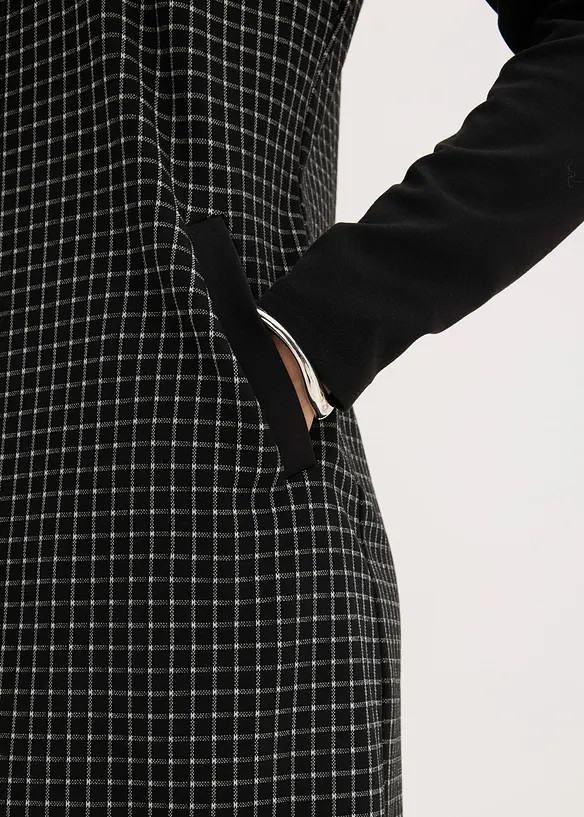 Jacquardkl&auml;nning med kontrasterande krage, bonprix