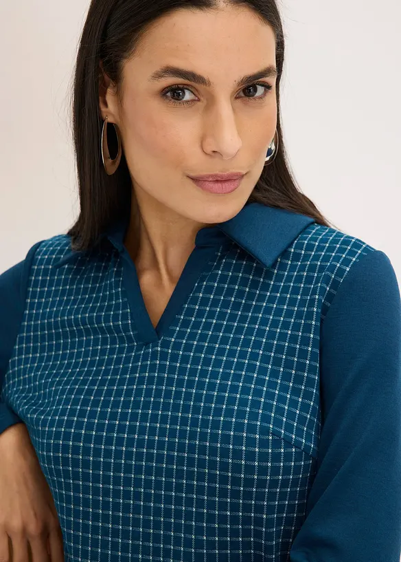 Jacquardkl&auml;nning med kontrasterande krage, bonprix