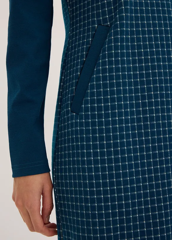 Jacquardkl&auml;nning med kontrasterande krage, bonprix