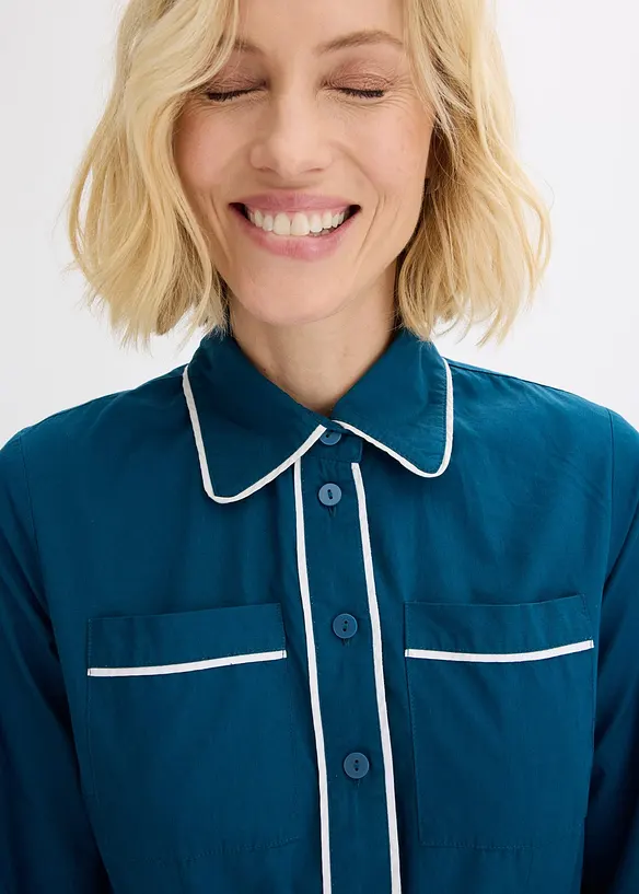 Skjortkl&auml;nning i bomullspoplin, strykfri, bonprix