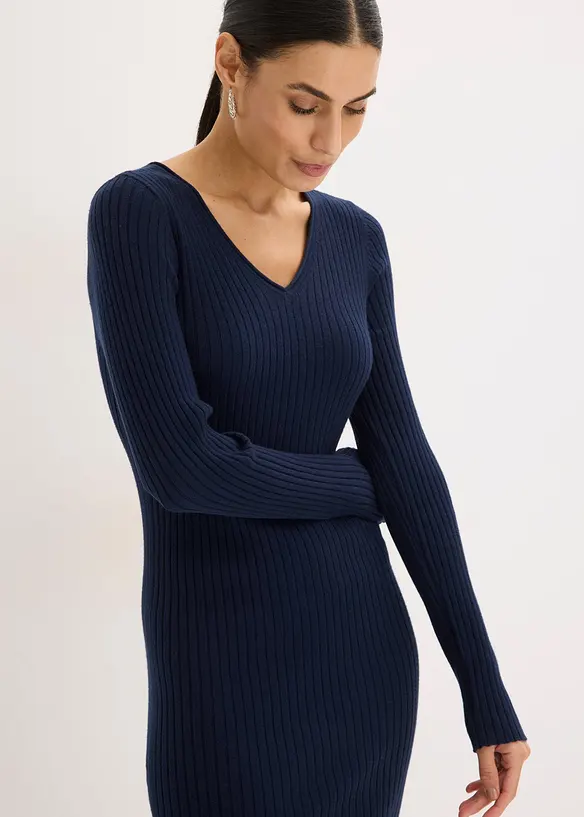 Stickad kl&auml;nning och v&auml;st (2 delar), bonprix