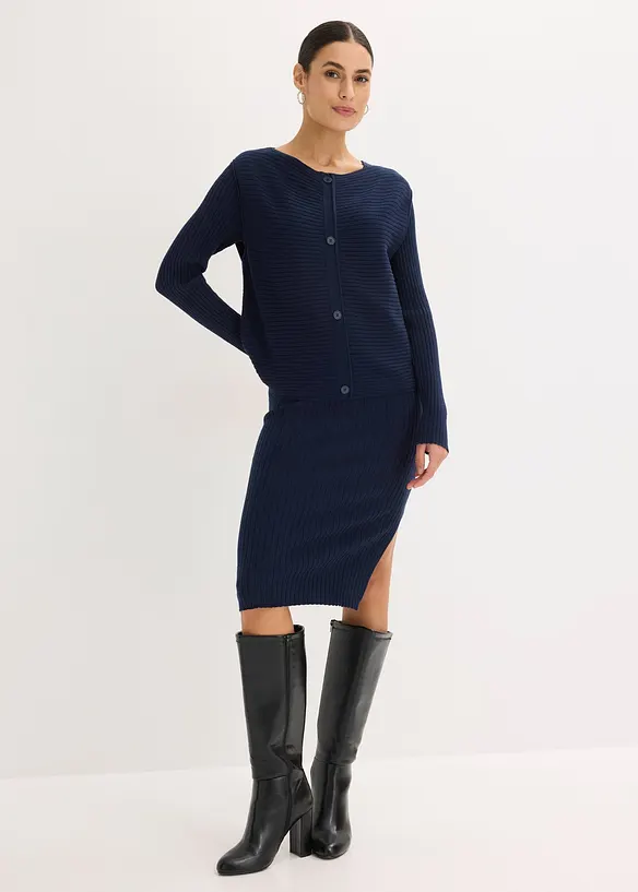 Stickad kl&auml;nning och v&auml;st (2 delar), bonprix