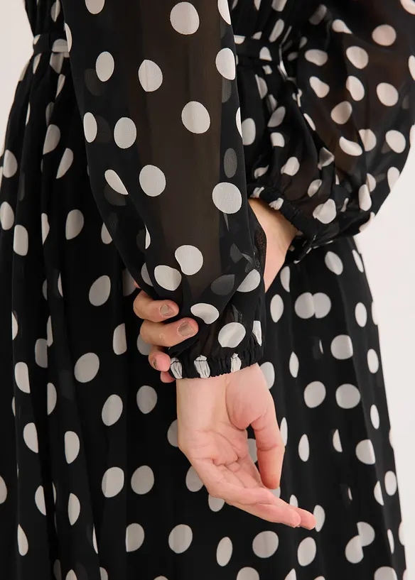 M&ouml;nstrad chiffongkl&auml;nning med kontrasterande passpoaler, bonprix