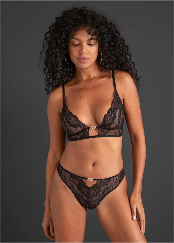 Bralette och stringtrosa ouvert (2 delar), bonprix