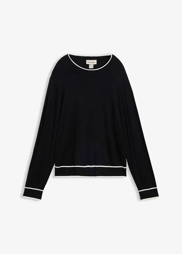 Finstickad tr&ouml;ja i viskosmix, bonprix