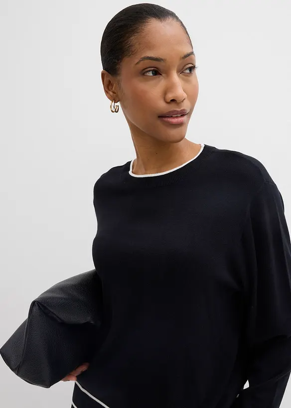 Finstickad tr&ouml;ja i viskosmix, bonprix