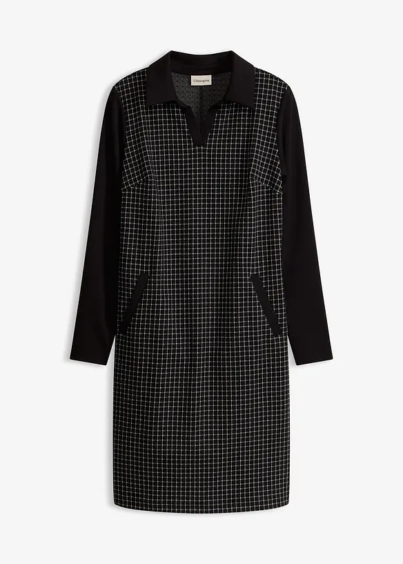 Jacquardkl&auml;nning med kontrasterande krage, bonprix