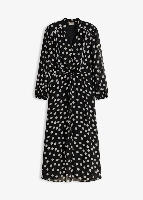 M&ouml;nstrad chiffongkl&auml;nning med kontrasterande passpoaler, bonprix