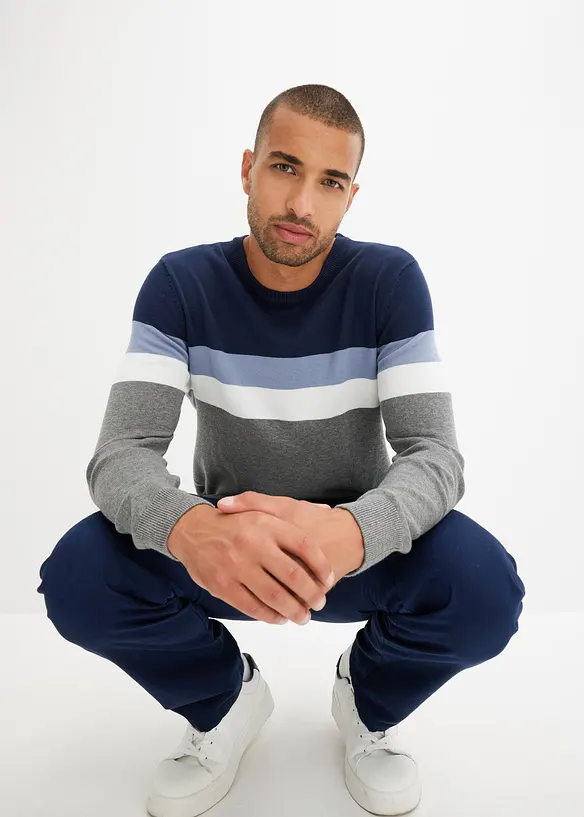 Tr&ouml;ja med colour blocking-look och bomull, bonprix