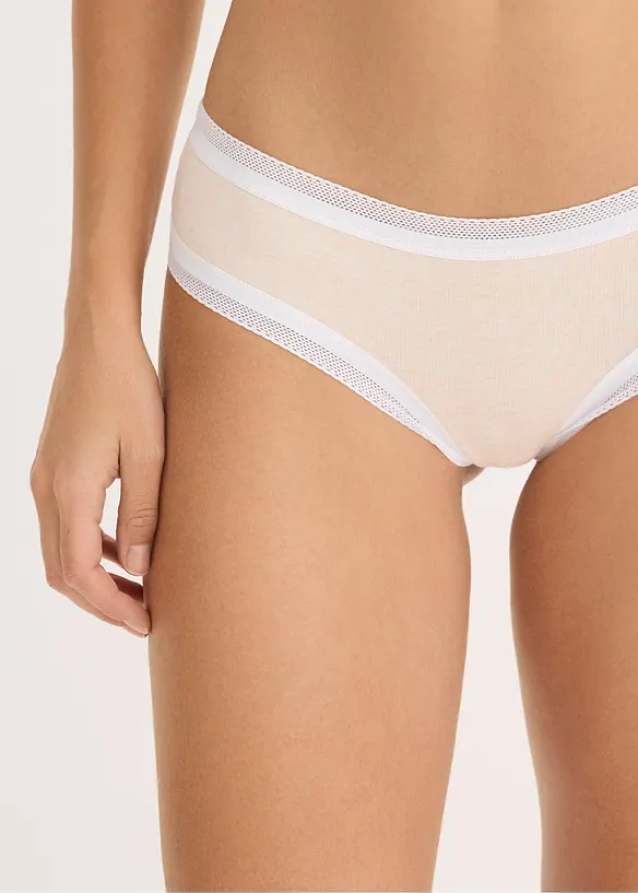 Ribbstickad braziliantrosa med spets (4-pack), bonprix