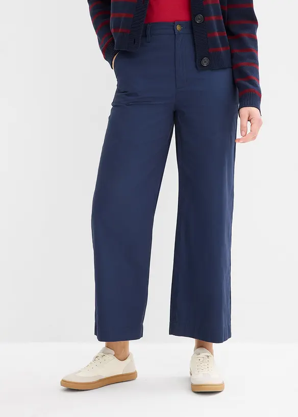 Vid byxa med h&ouml;g midja i ren bomull, bonprix