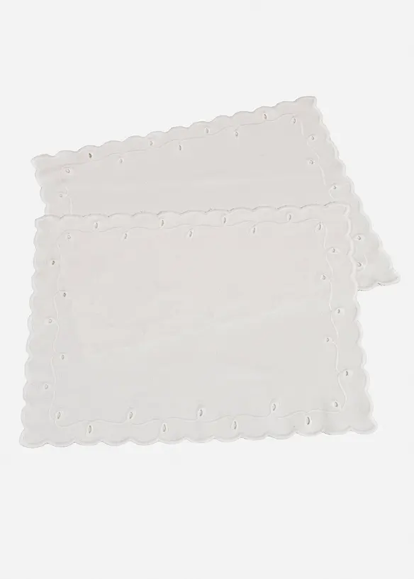 Bordstablett i ekologisk bomull med broderi (2-pack), bonprix
