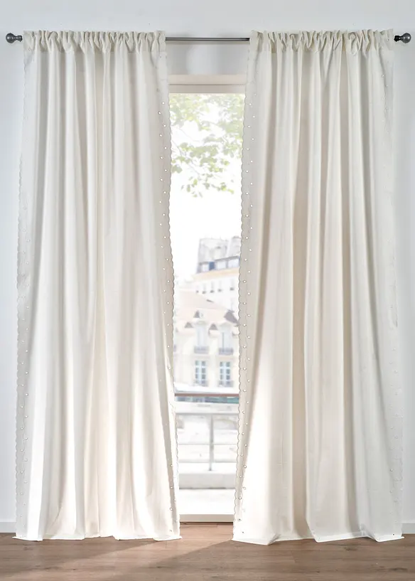 Gardinl&auml;ngd med broderi l&auml;ngs avsluten (1-pack), bonprix