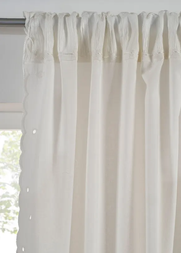 Gardinl&auml;ngd med broderi l&auml;ngs avsluten (1-pack), bonprix