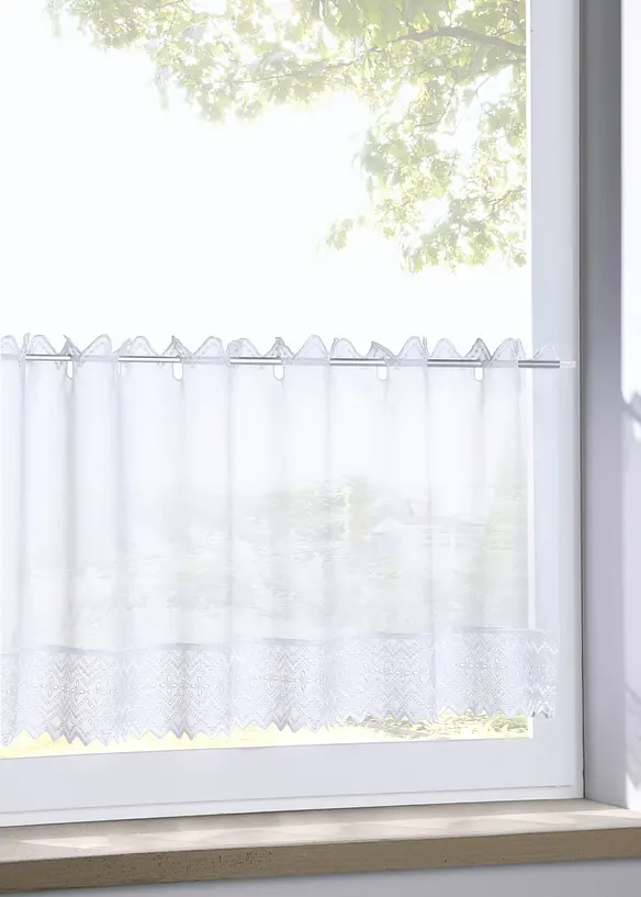 Caf&eacute;gardin med broderad kant, bonprix