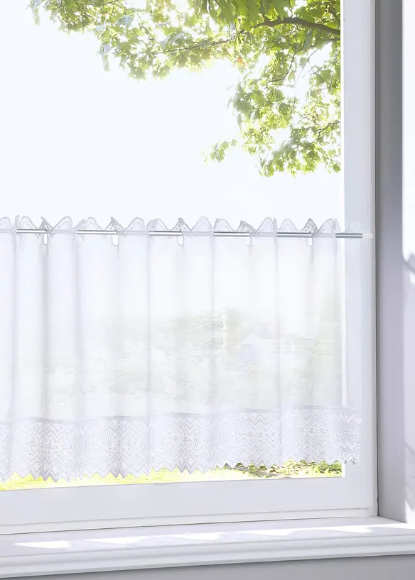 Caf&eacute;gardin med broderad kant, bonprix