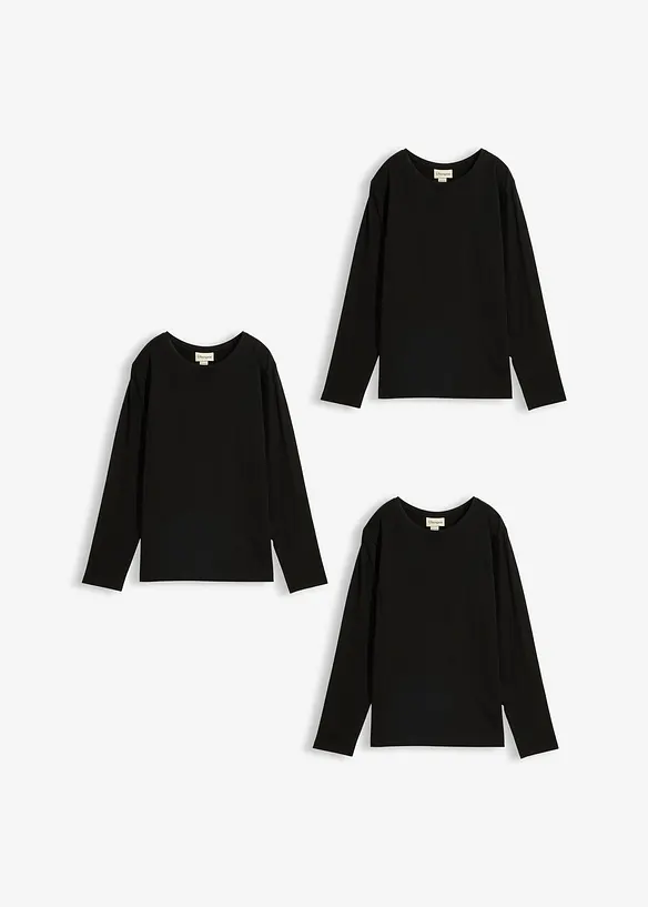 L&aring;ng&auml;rmad T-shirt i ekologisk bomull (3-pack), bonprix